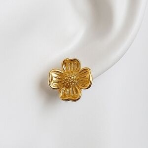 Vintage Gold Floral Stud Earrings